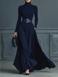 Naleska | Damen Maxikleid mit Rollkragen aus Strick