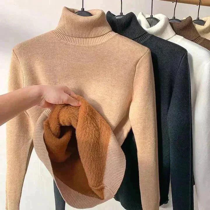 Norberta | Damen Gefütterter Rollkragenpullover - Warm und Gemütlich