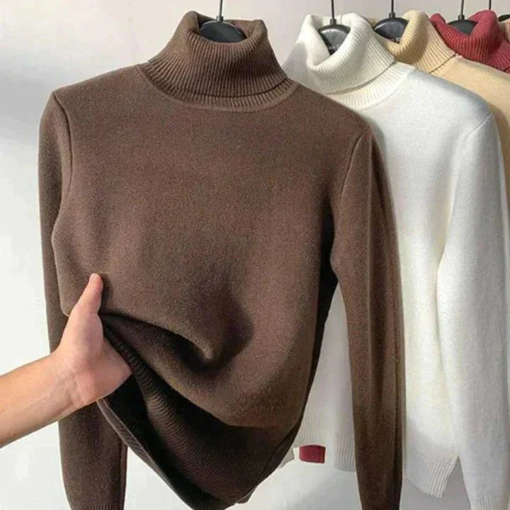 Norberta | Damen Gefütterter Rollkragenpullover - Warm und Gemütlich