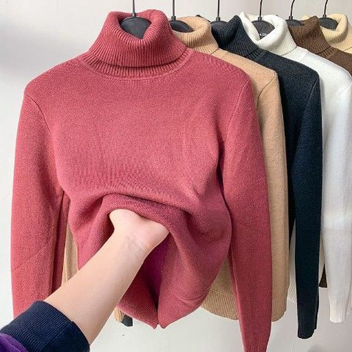 Norberta | Damen Gefütterter Rollkragenpullover - Warm und Gemütlich