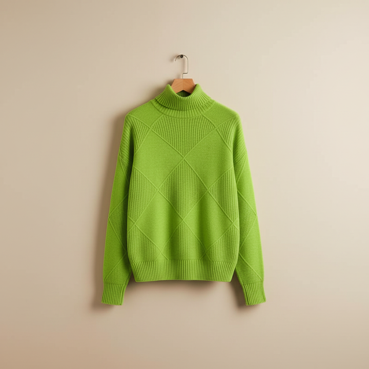 Ragna | Damen Rollkragenpullover mit Rautenmuster