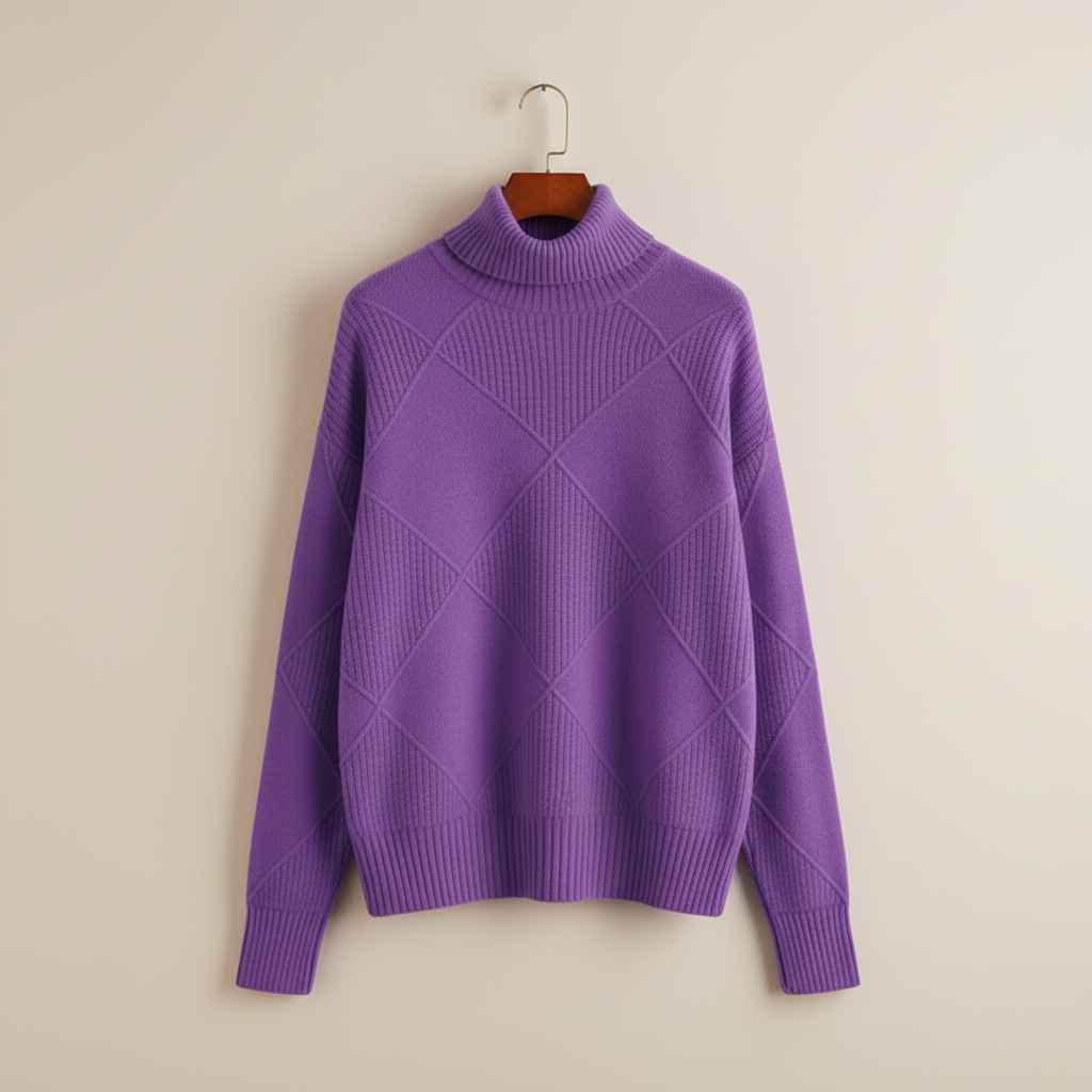 Ragna | Damen Rollkragenpullover mit Rautenmuster