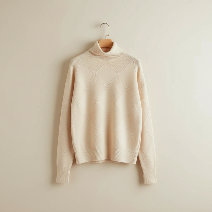 Ragna | Damen Rollkragenpullover mit Rautenmuster