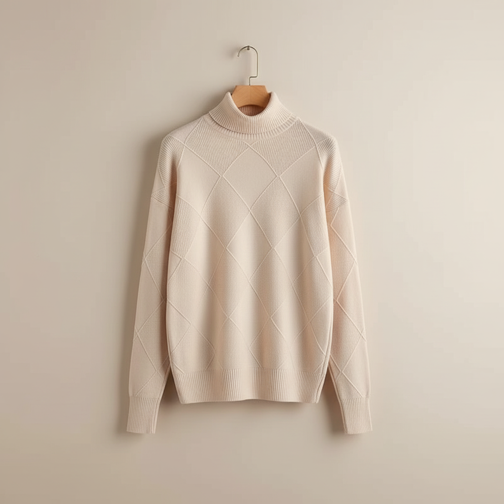 Ragna | Damen Rollkragenpullover mit Rautenmuster