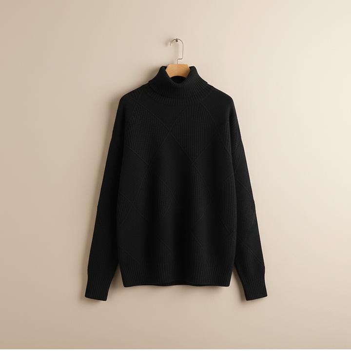 Ragna | Damen Rollkragenpullover mit Rautenmuster