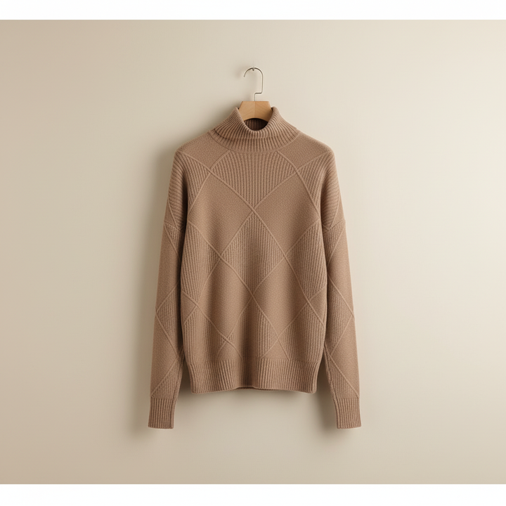 Ragna | Damen Rollkragenpullover mit Rautenmuster