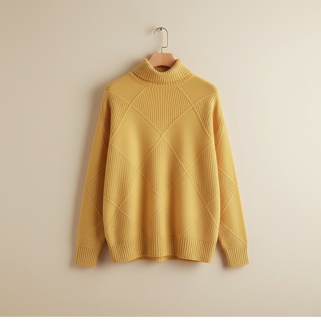 Ragna | Damen Rollkragenpullover mit Rautenmuster