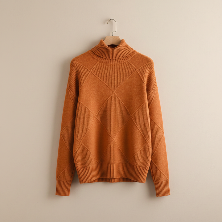 Ragna | Damen Rollkragenpullover mit Rautenmuster