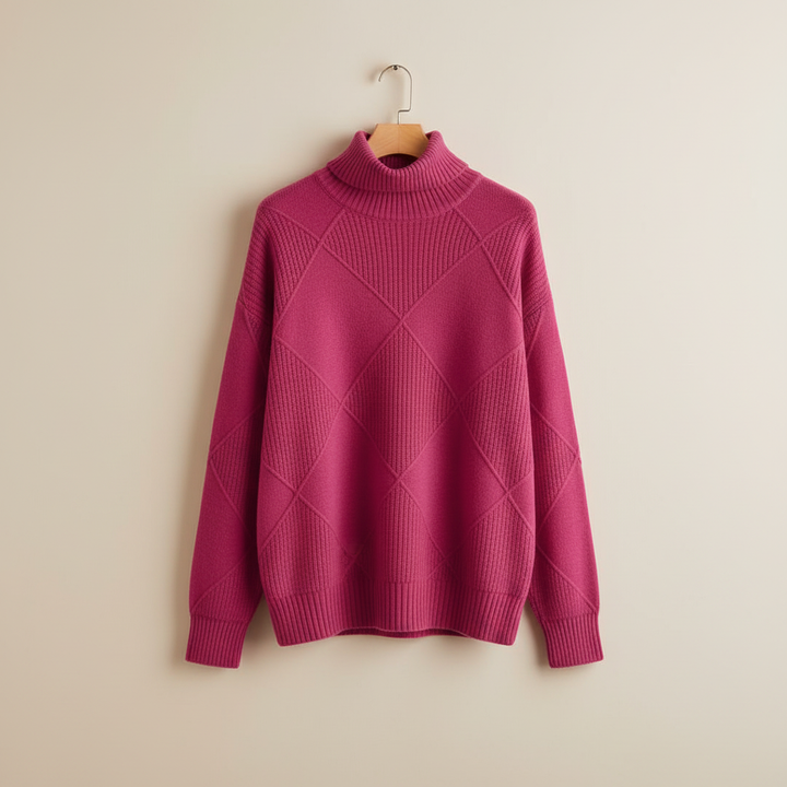 Ragna | Damen Rollkragenpullover mit Rautenmuster