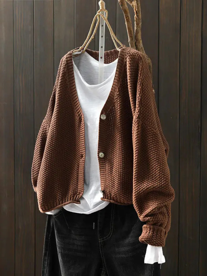 Ragneid | Oversized Damen Strickjacke mit V-Ausschnitt