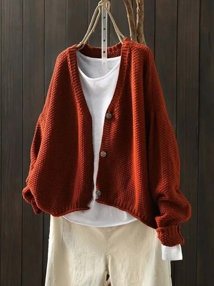Ragneid | Oversized Damen Strickjacke mit V-Ausschnitt