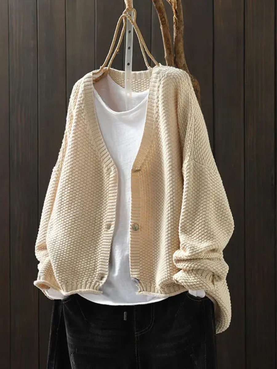 Ragneid | Oversized Damen Strickjacke mit V-Ausschnitt