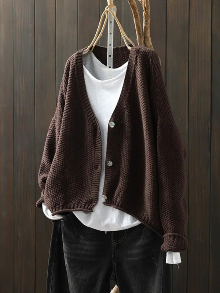 Ragneid | Oversized Damen Strickjacke mit V-Ausschnitt