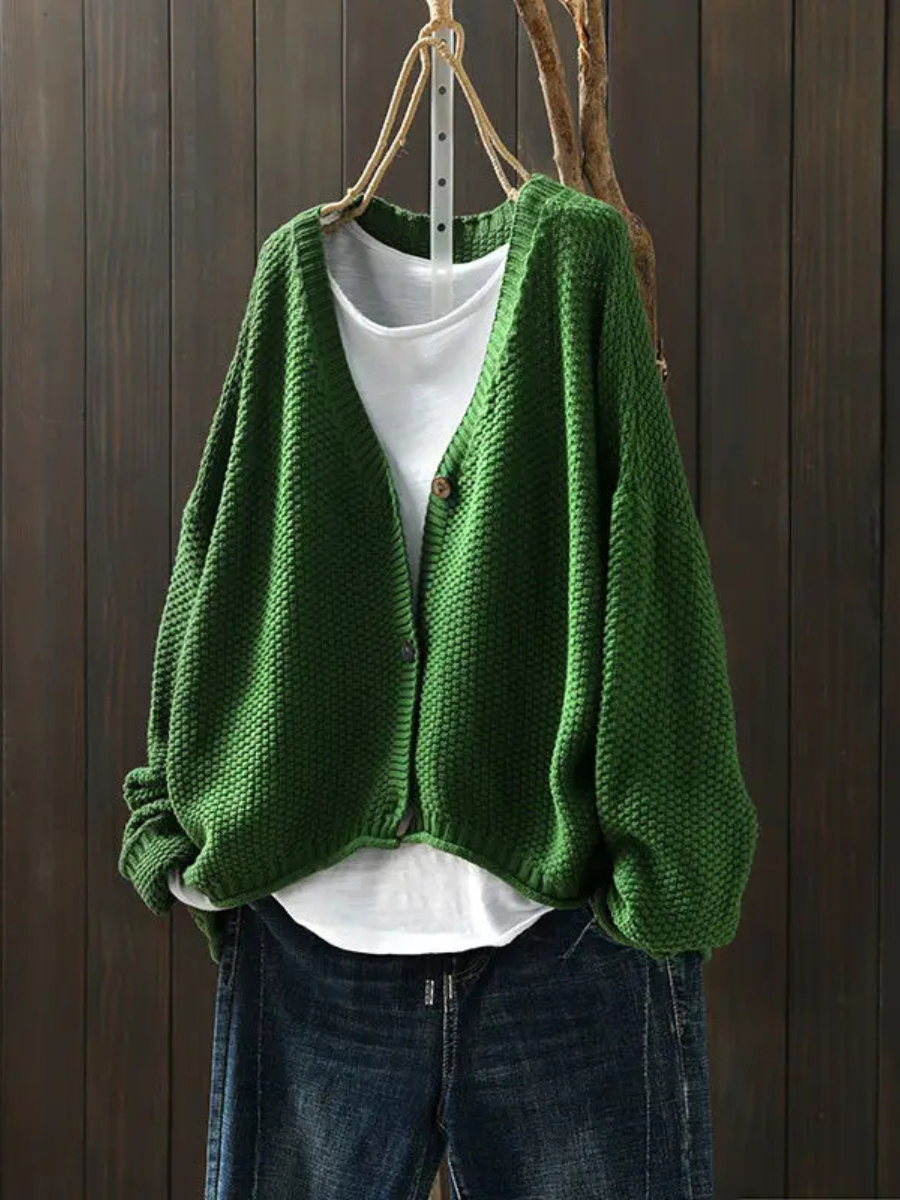 Ragneid | Oversized Damen Strickjacke mit V-Ausschnitt