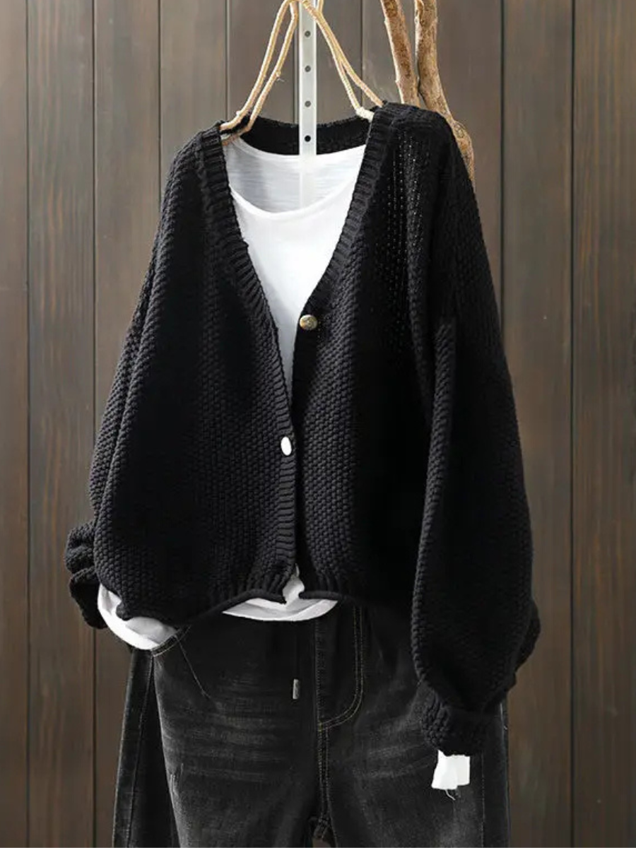 Ragneid | Oversized Damen Strickjacke mit V-Ausschnitt