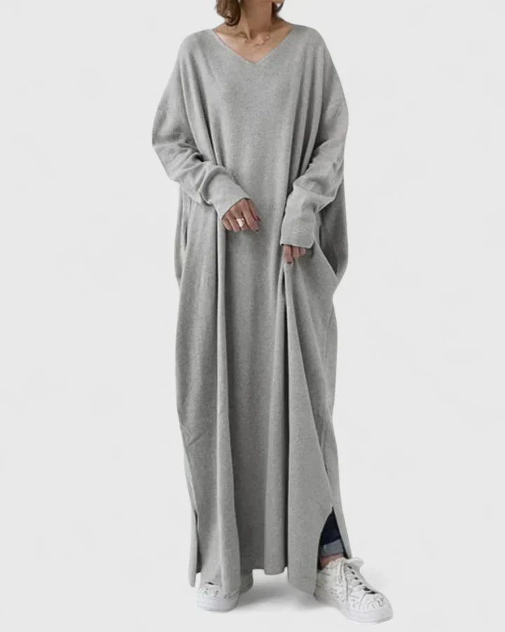 Ragnela | Damen Oversize Maxi Strickkleid