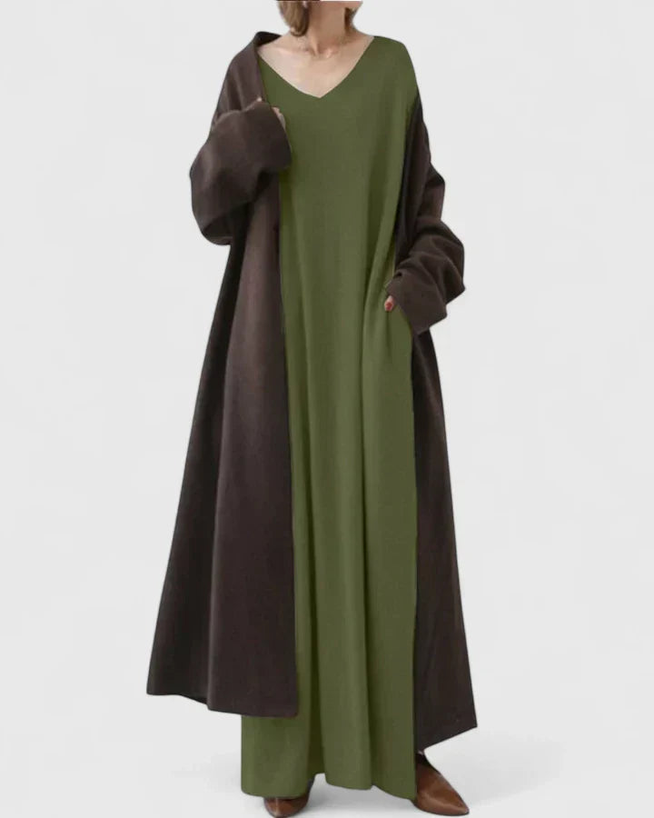 Ragnela | Damen Oversize Maxi Strickkleid
