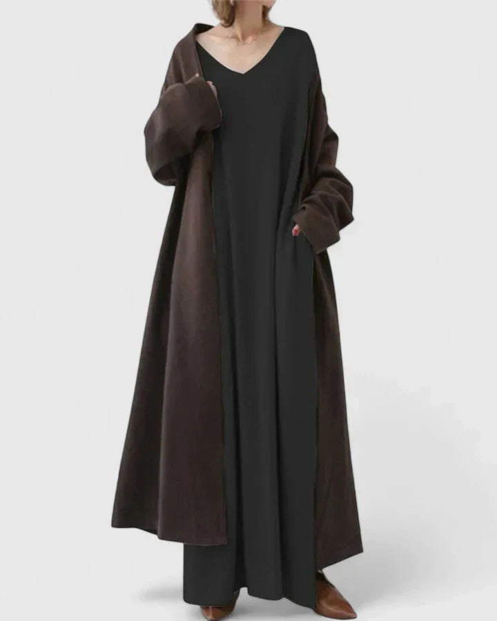 Ragnela | Damen Oversize Maxi Strickkleid