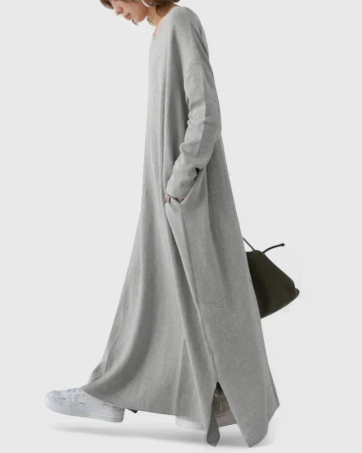 Ragnela | Damen Oversize Maxi Strickkleid