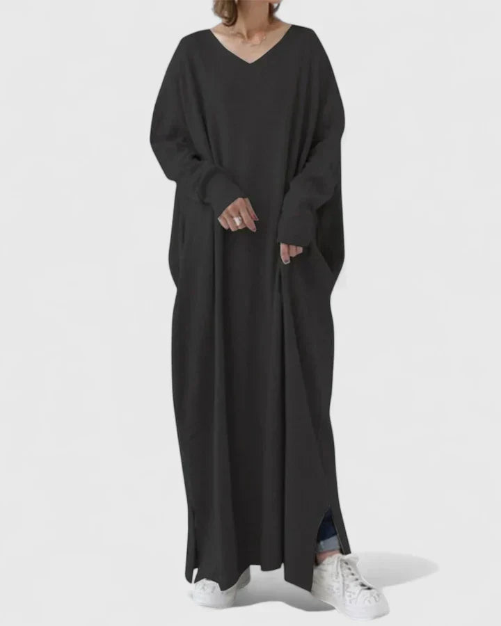 Ragnela | Damen Oversize Maxi Strickkleid