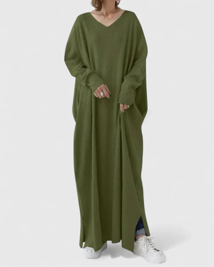Ragnela | Damen Oversize Maxi Strickkleid