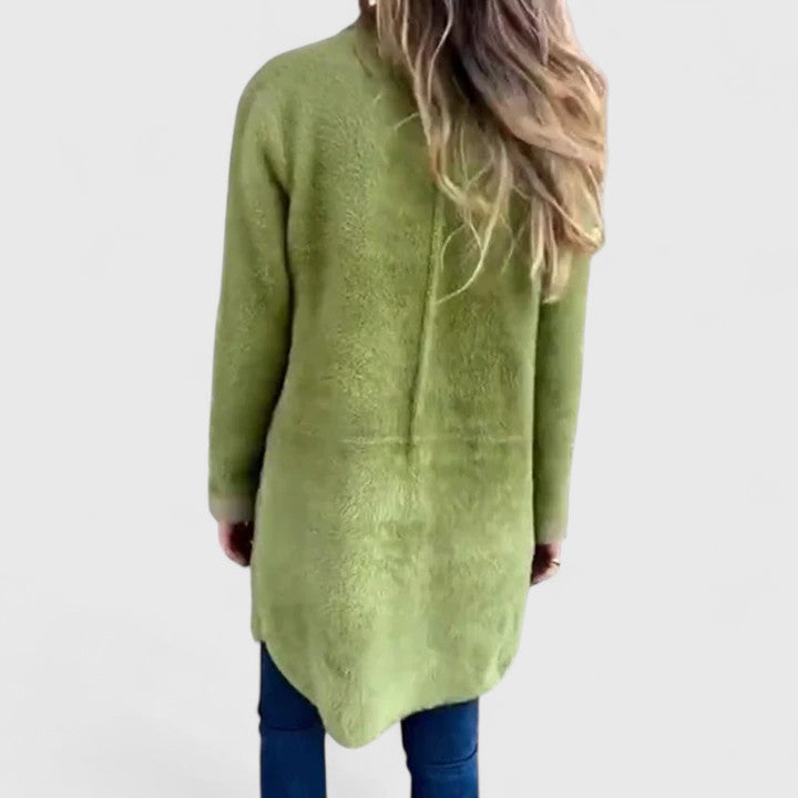 Ragnhildr | Damen Lange Strickjacke mit Knopfverschluss