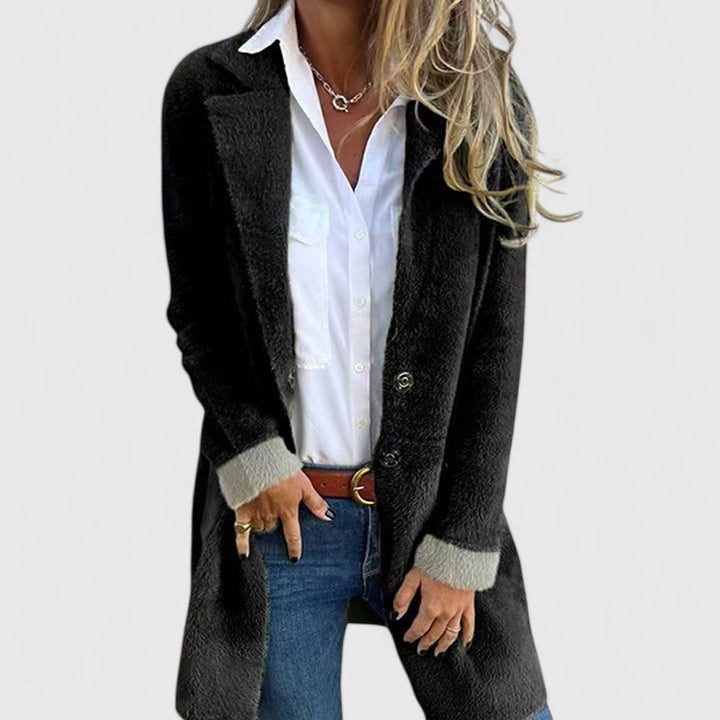 Ragnhildr | Damen Lange Strickjacke mit Knopfverschluss