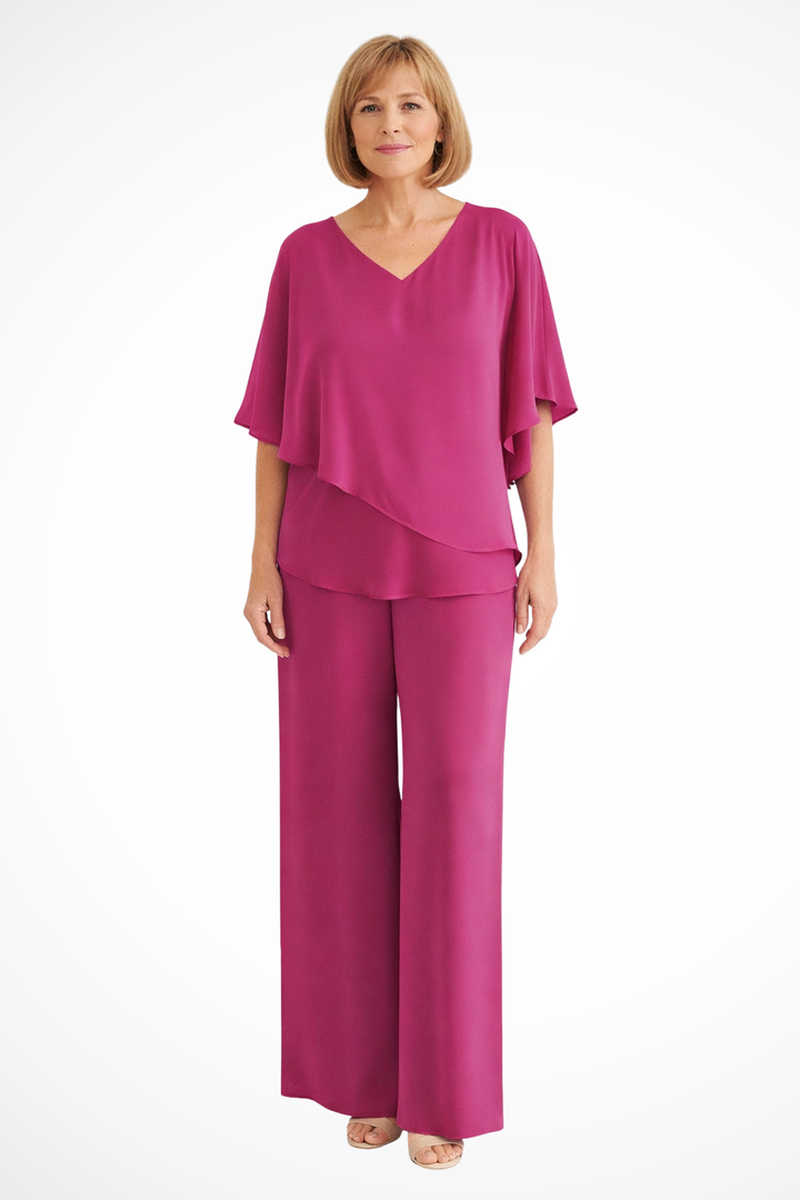 Damen Zweiteiliges Lounge-Set mit Weitbein-Hosen in fließendem Design