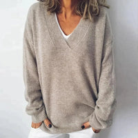 Solvika | Damen V-Ausschnitt Oversized Strickpullover
