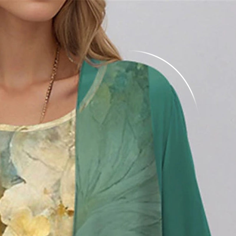 Women's Floral Midi Dress Cardigan Outfit Set