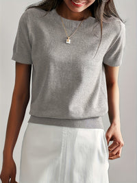 Sunniva | Damen Rundhals Kurzarm Strickpullover