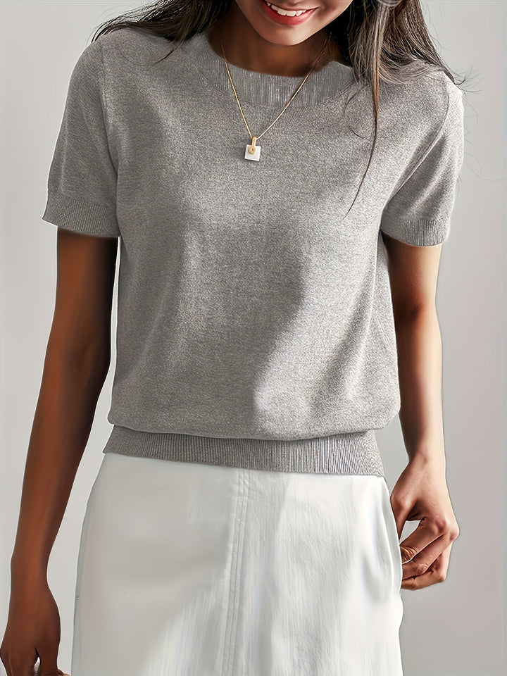 Sunniva | Damen Rundhals Kurzarm Strickpullover