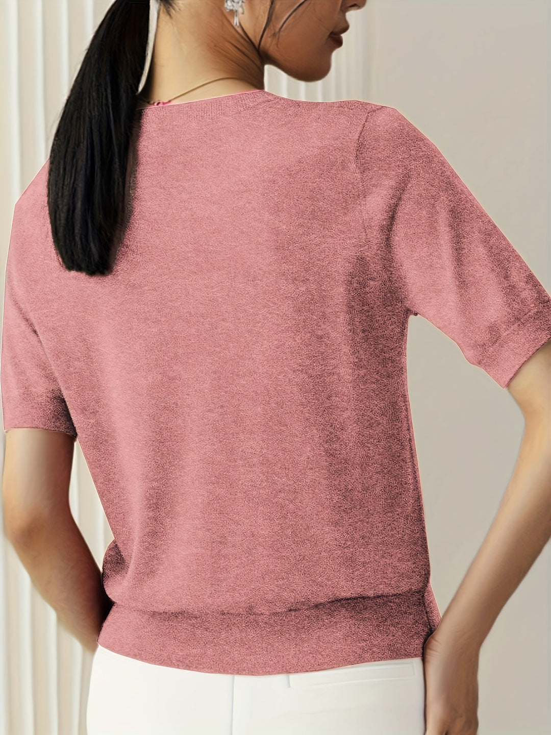 Sunniva | Damen Rundhals Kurzarm Strickpullover