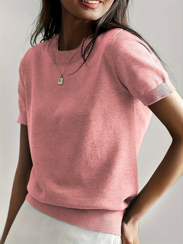 Sunniva | Damen Rundhals Kurzarm Strickpullover