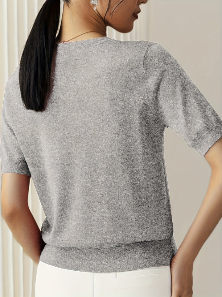 Sunniva | Damen Rundhals Kurzarm Strickpullover