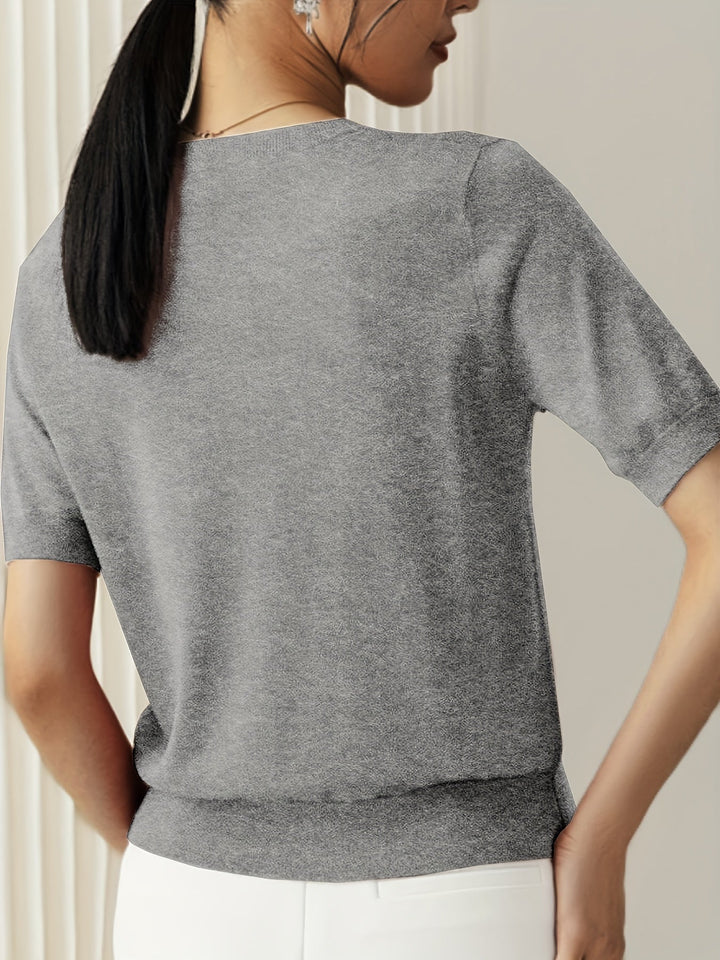 Sunniva | Damen Rundhals Kurzarm Strickpullover