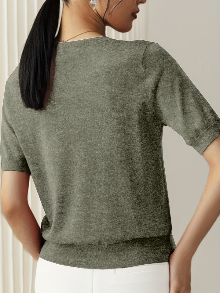 Sunniva | Damen Rundhals Kurzarm Strickpullover