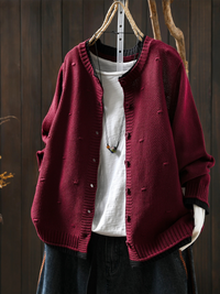 Svanheidra | Damen Oversized Strickjacke mit Knopfdetails