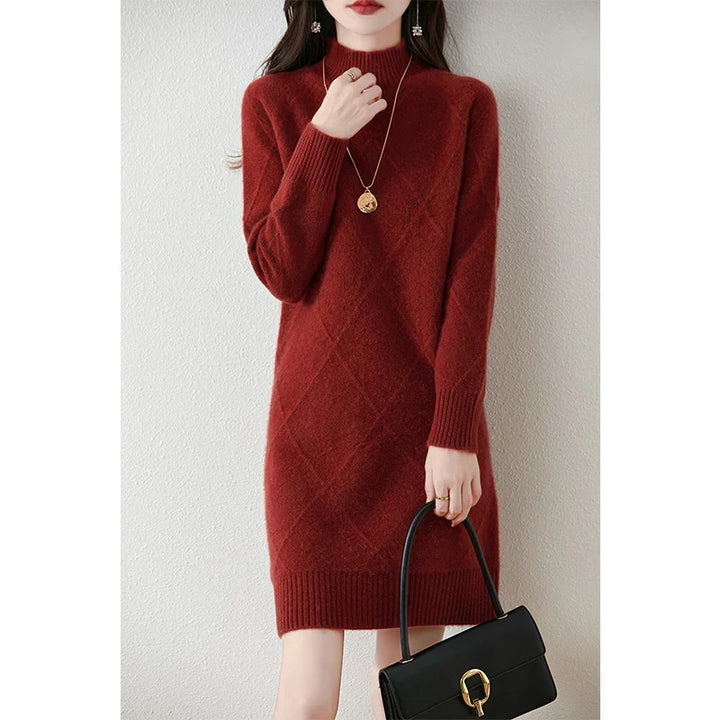 Svantje | Damen Rollkragen Strickkleid für den Winter