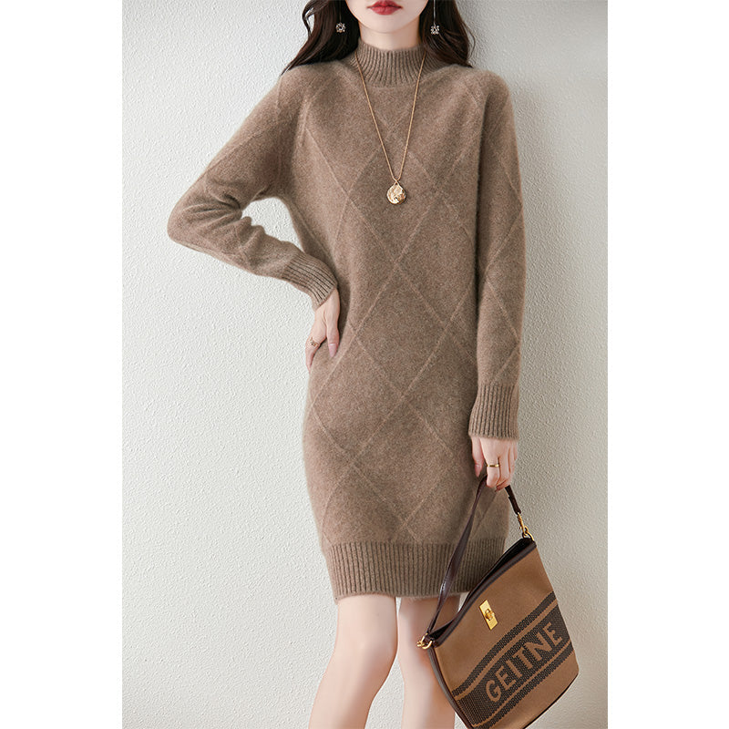 Svantje | Damen Rollkragen Strickkleid für den Winter