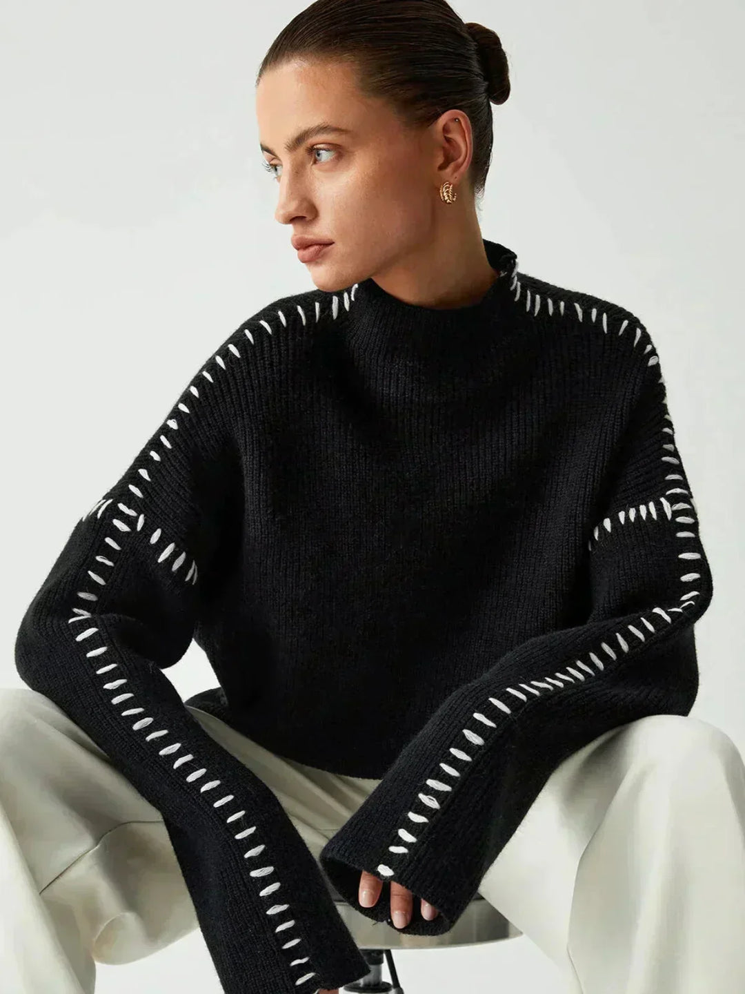 Thordea | Damen Oversized Strickpullover in Schwarz