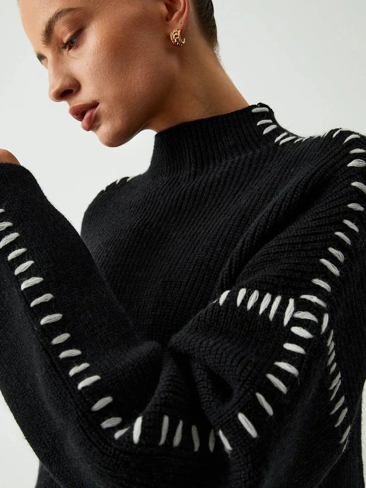 Thordea | Damen Oversized Strickpullover in Schwarz