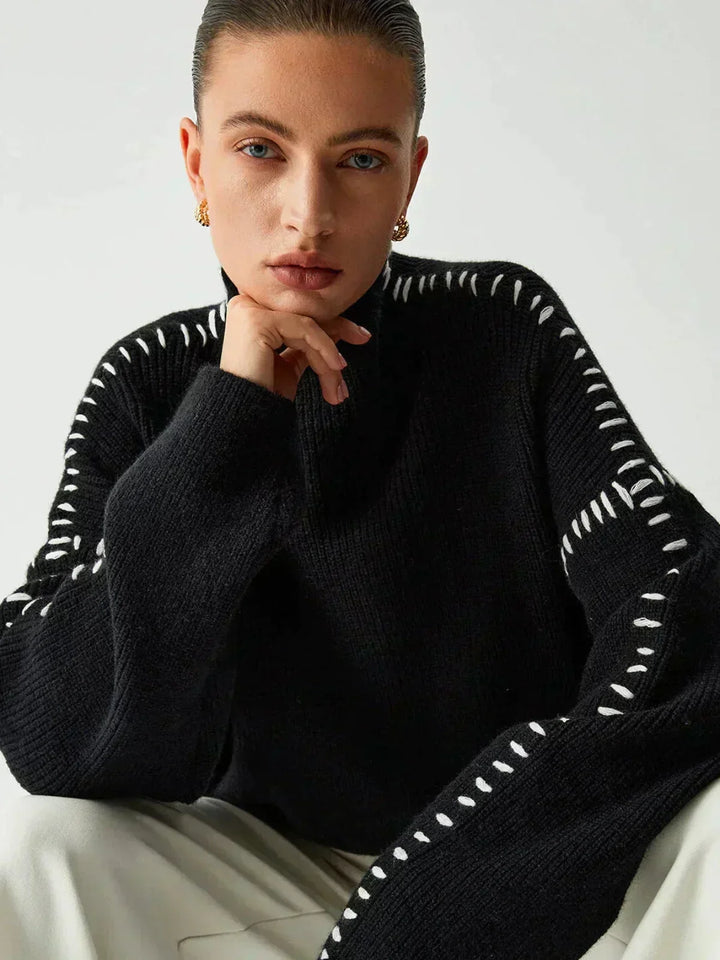 Thordea | Damen Oversized Strickpullover in Schwarz
