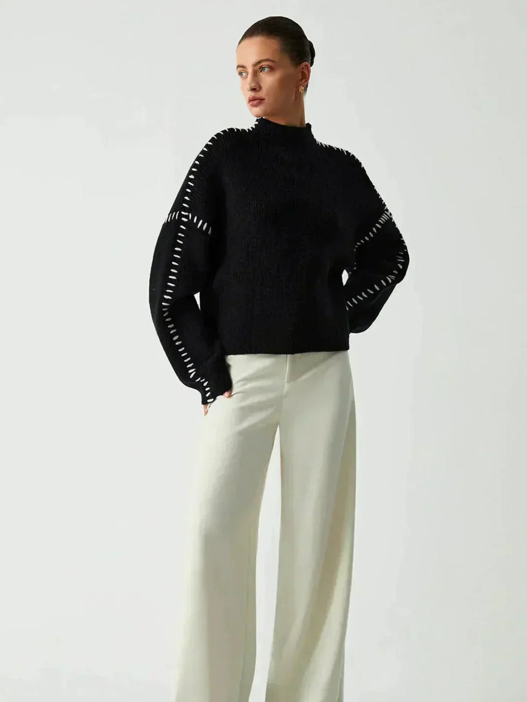 Thordea | Damen Oversized Strickpullover in Schwarz
