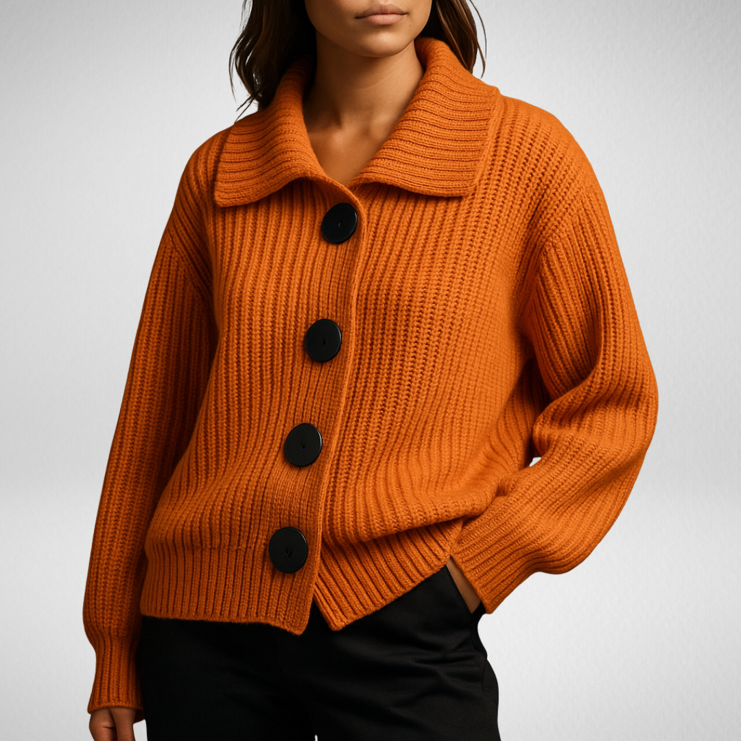Thordena | Damen Oversized Strickjacke mit Knopfdetails