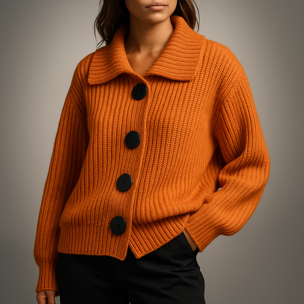 Thordena | Damen Oversized Strickjacke mit Knopfdetails