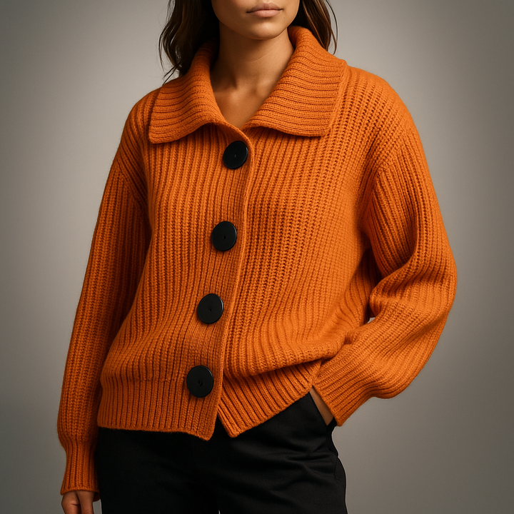 Thordena | Damen Oversized Strickjacke mit Knopfdetails