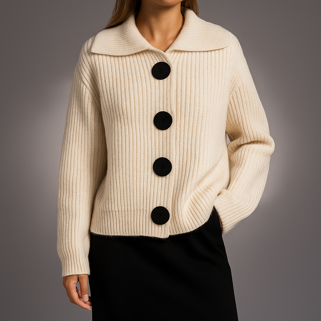 Thordena | Damen Oversized Strickjacke mit Knopfdetails