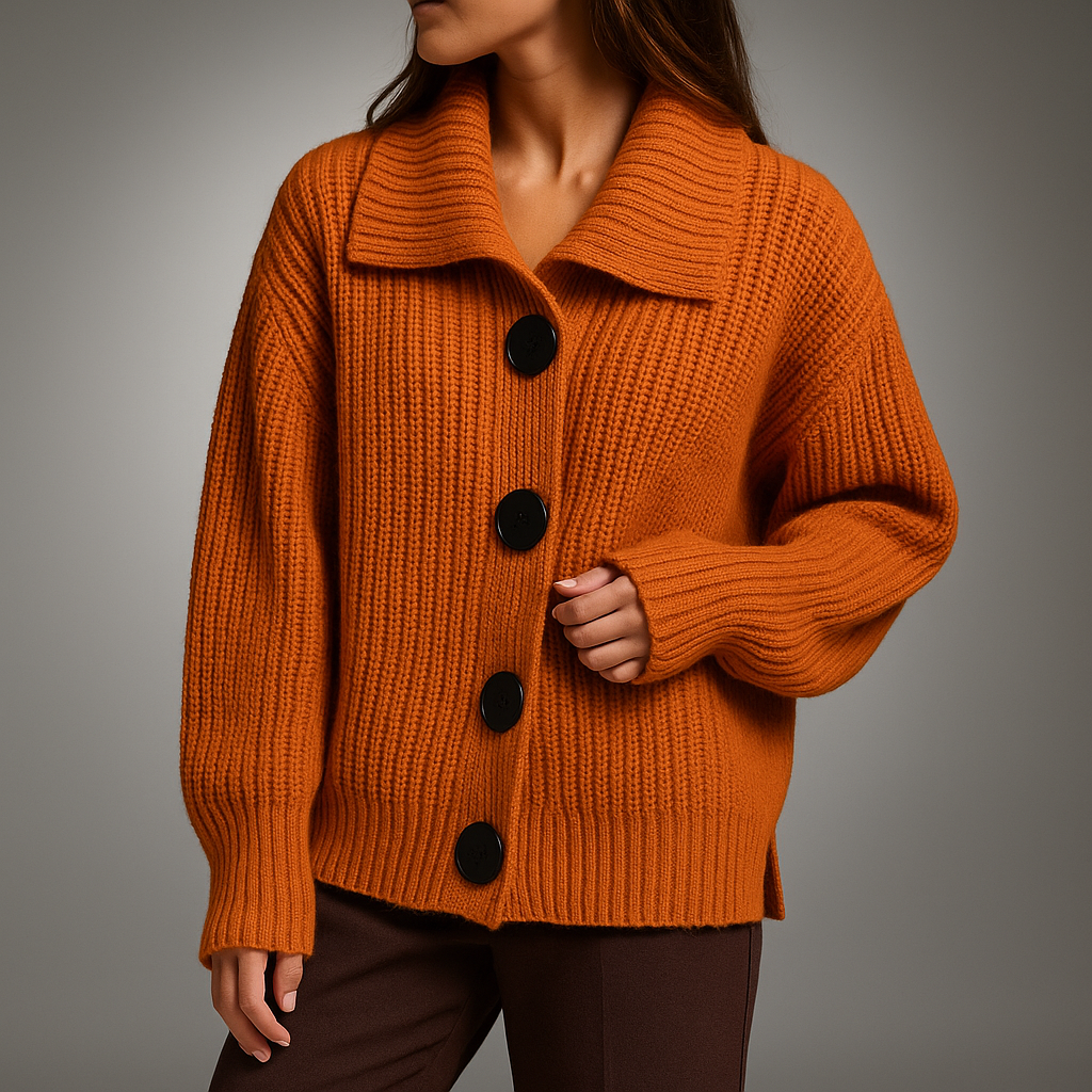 Thordena | Damen Oversized Strickjacke mit Knopfdetails