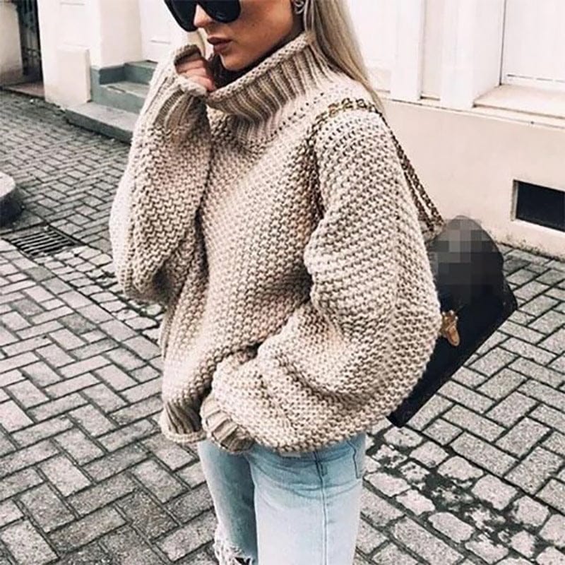 Thordisa | Oversized Damen Rollkragen Strickpullover